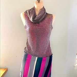 Trosman Churba fuchsia stripes and beads dress med